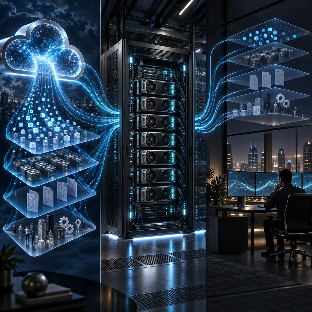 Editorial view of cloud, GPU, licensing, and operations layers in an NVIDIA NIM cost estimate